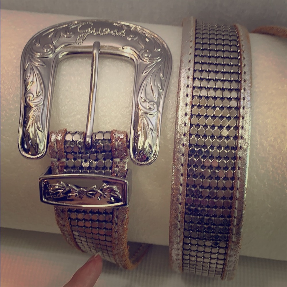 Guess silver leather belt